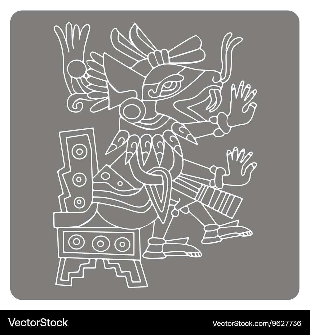 Monochrome icon with symbols from aztec codices Vector Image