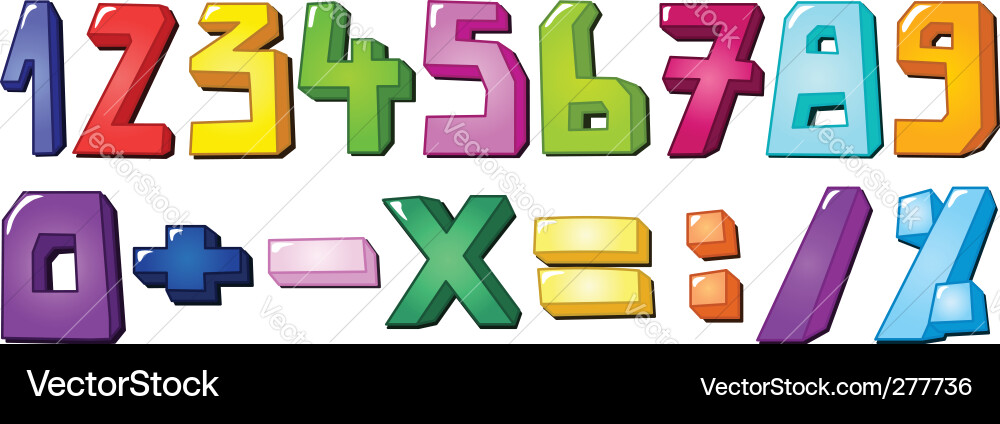 Numbers Image Multiple Multicolor numbers Royalty Free Vector Image - VectorStock