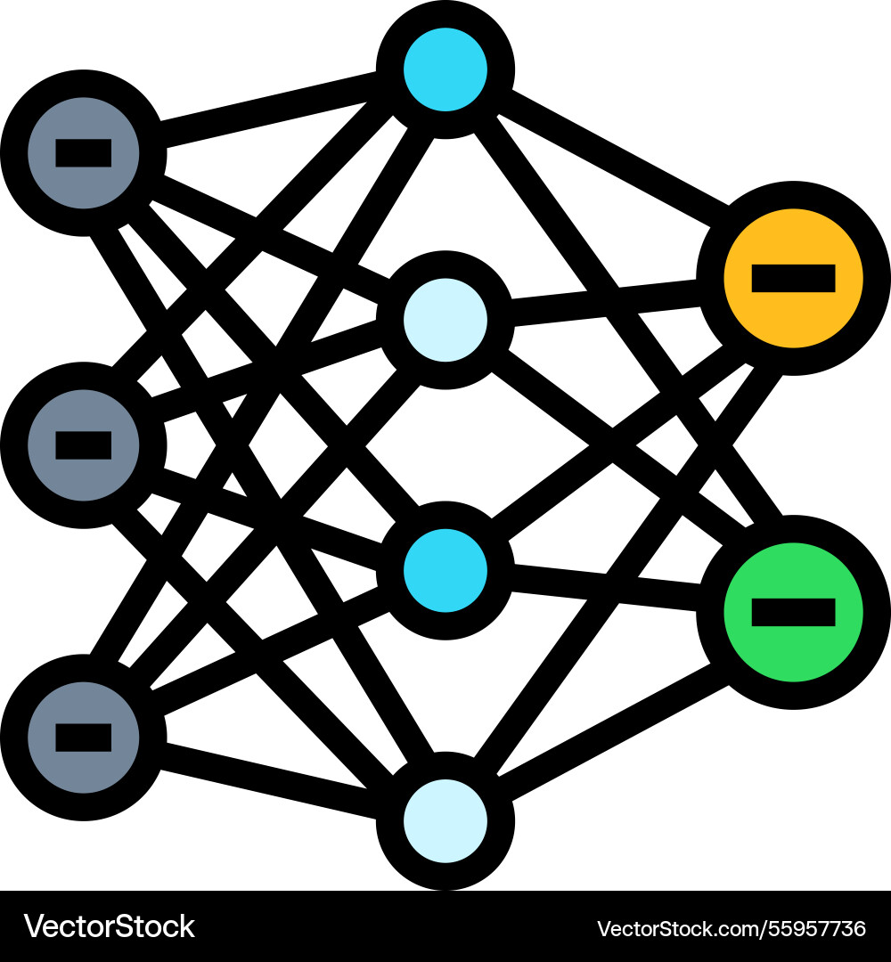 Neural network ai integration color icon Neural network ai integration color icon vector image