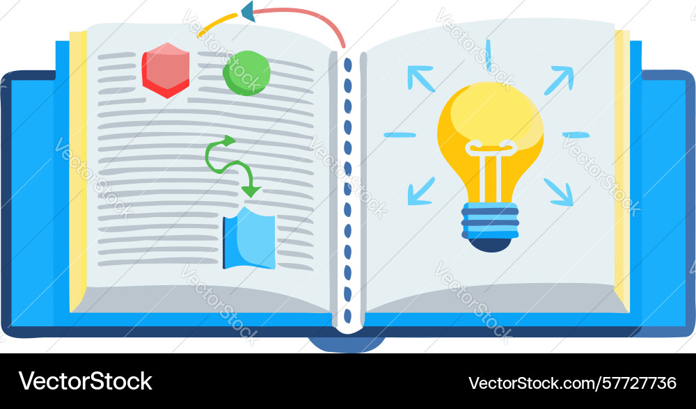 Open book lightbulb bar graph knowledge vector image