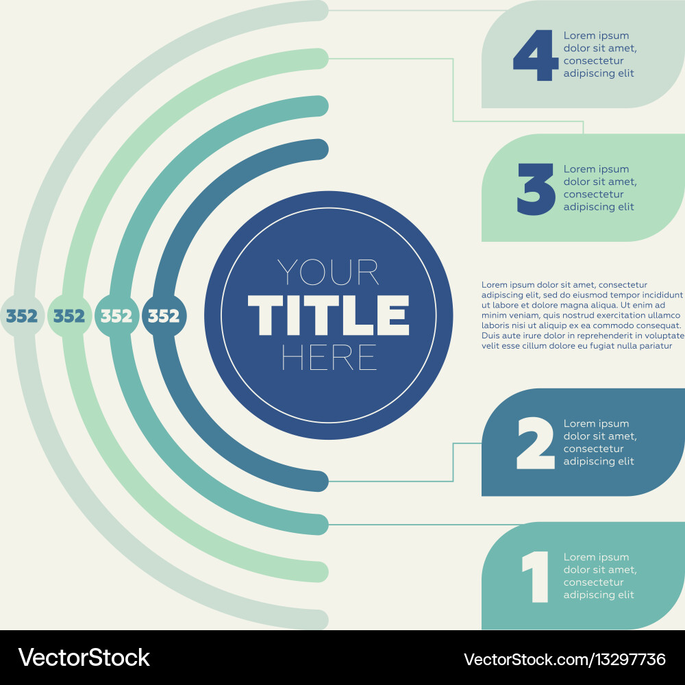 Pie chart 4 steps and circle header vector image