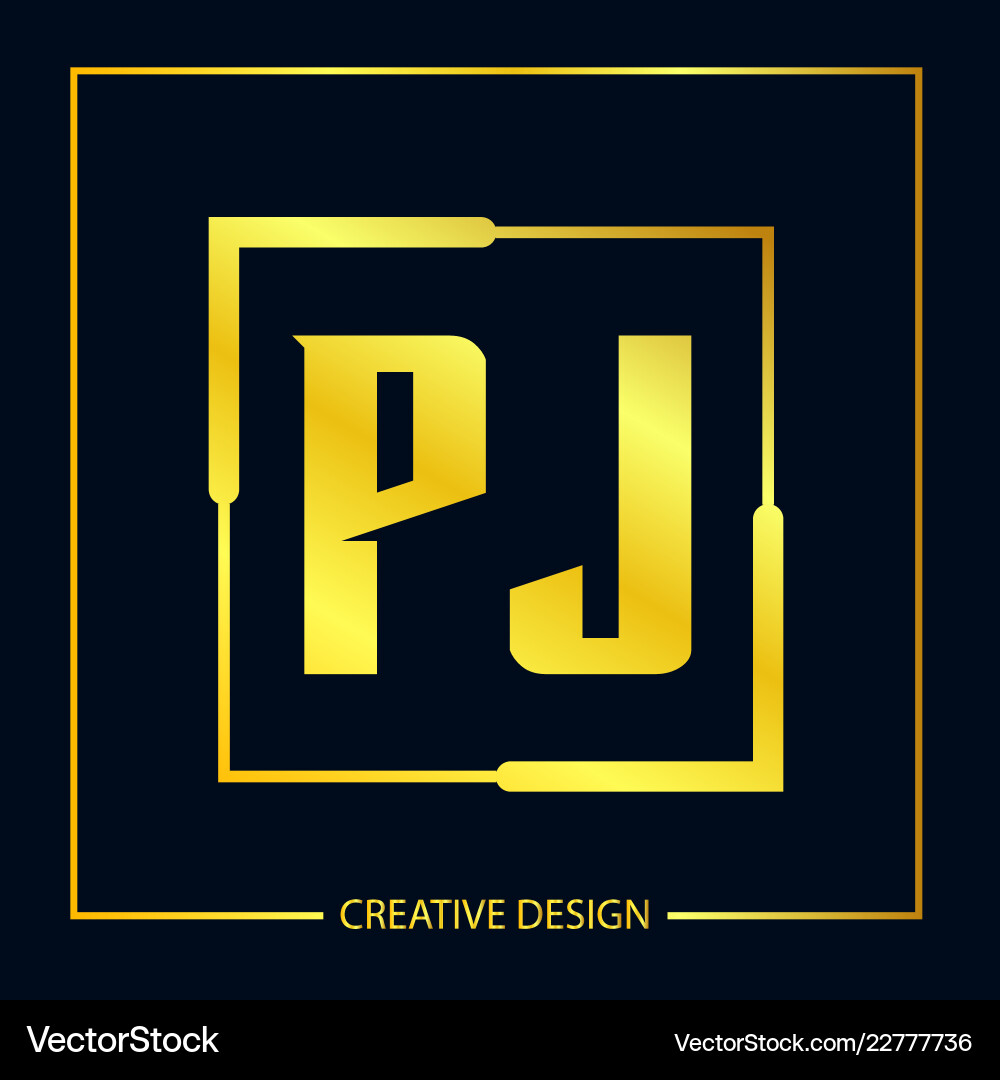 PJ Initial Logo Template - Monogram Style Vector Image