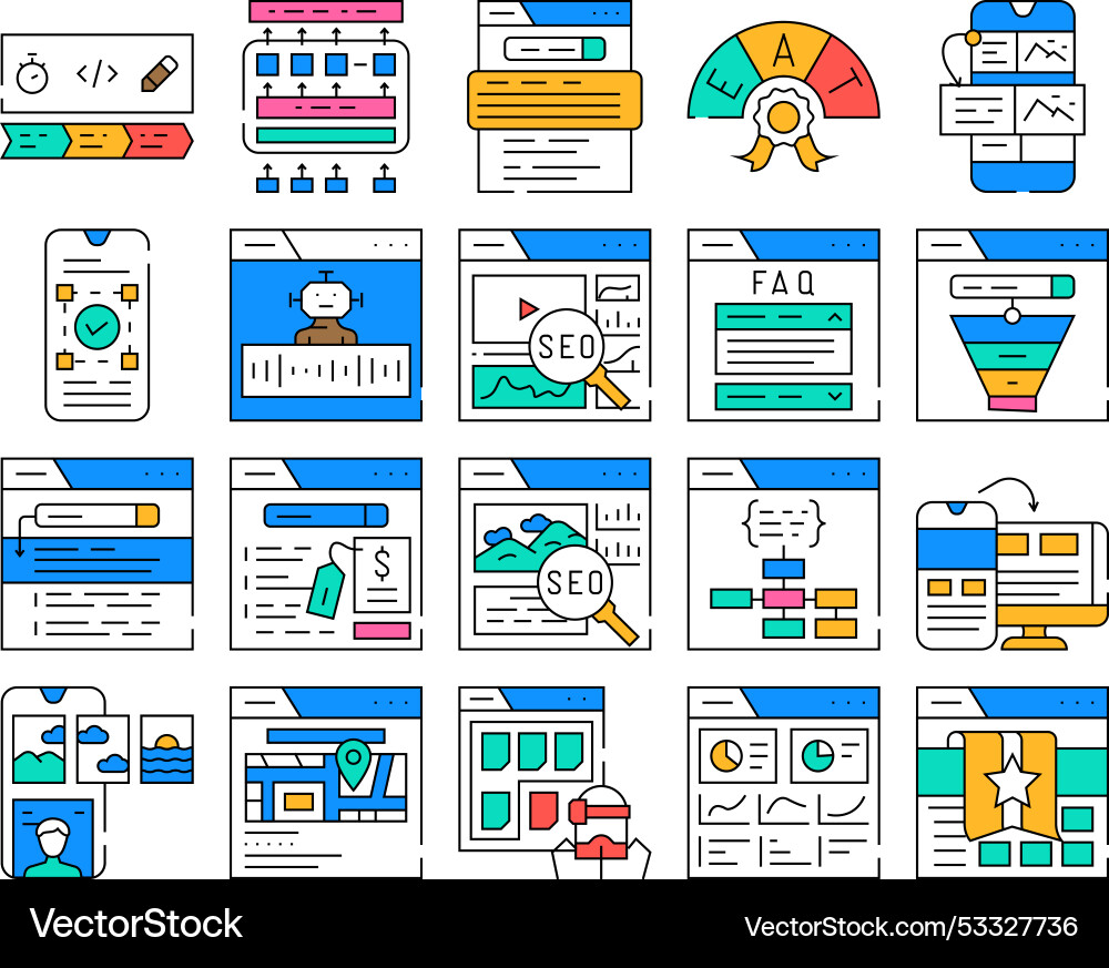 Seo Website Digital Business-Icons Set Seo Website Digital Business-Icons Set Vektorbild