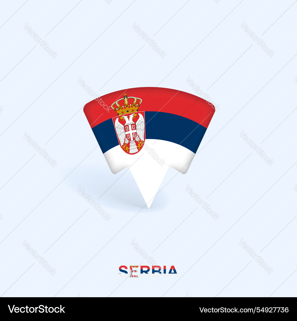 Serbia flag map pointer design with shadow Vector Image