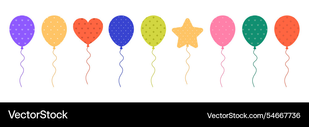 Set of colorful balloons with different patterns Set of colorful balloons with different patterns vector image