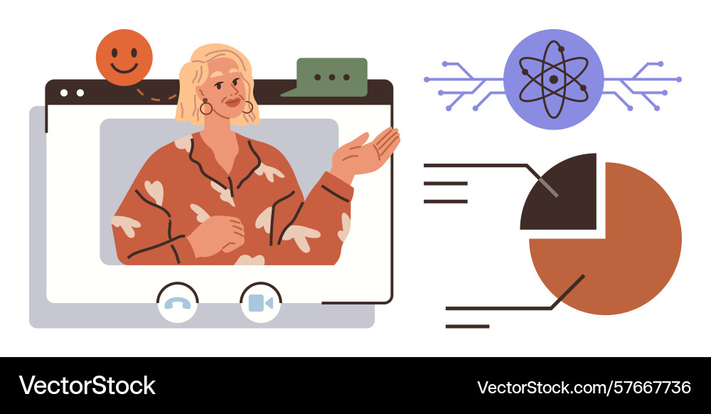 Virtual instructor presenting data and science Virtual instructor presenting data and science vector image