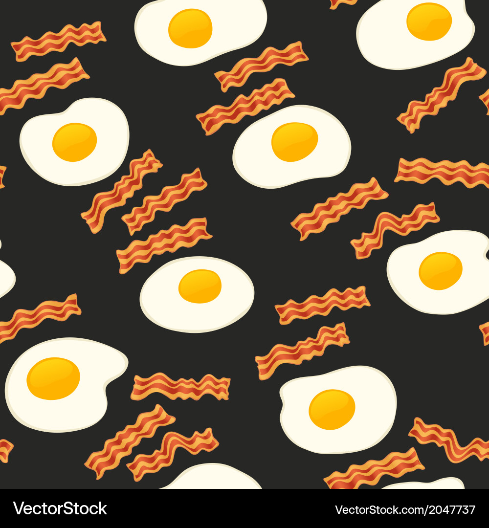 Bacon and Eggs Breakfast Pattern Vector Image