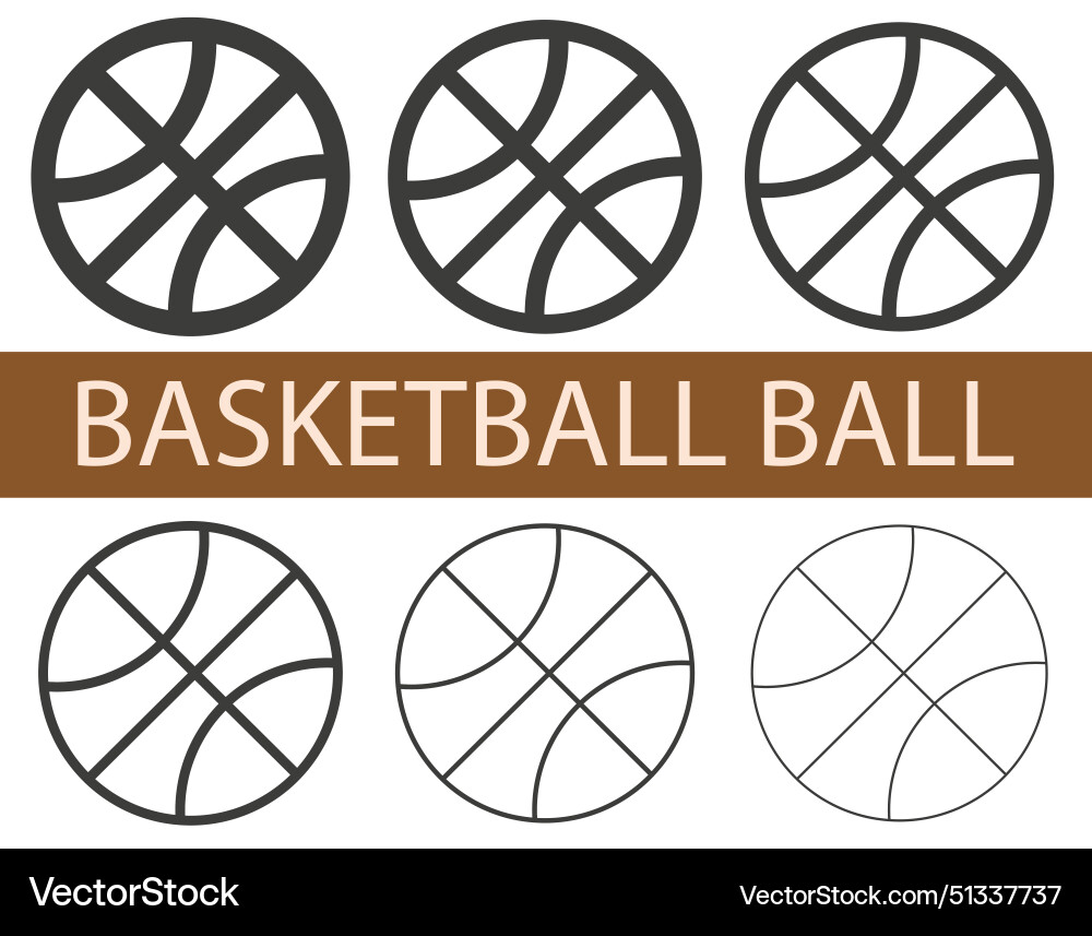 Basketball balls of different line thickness Vector Image