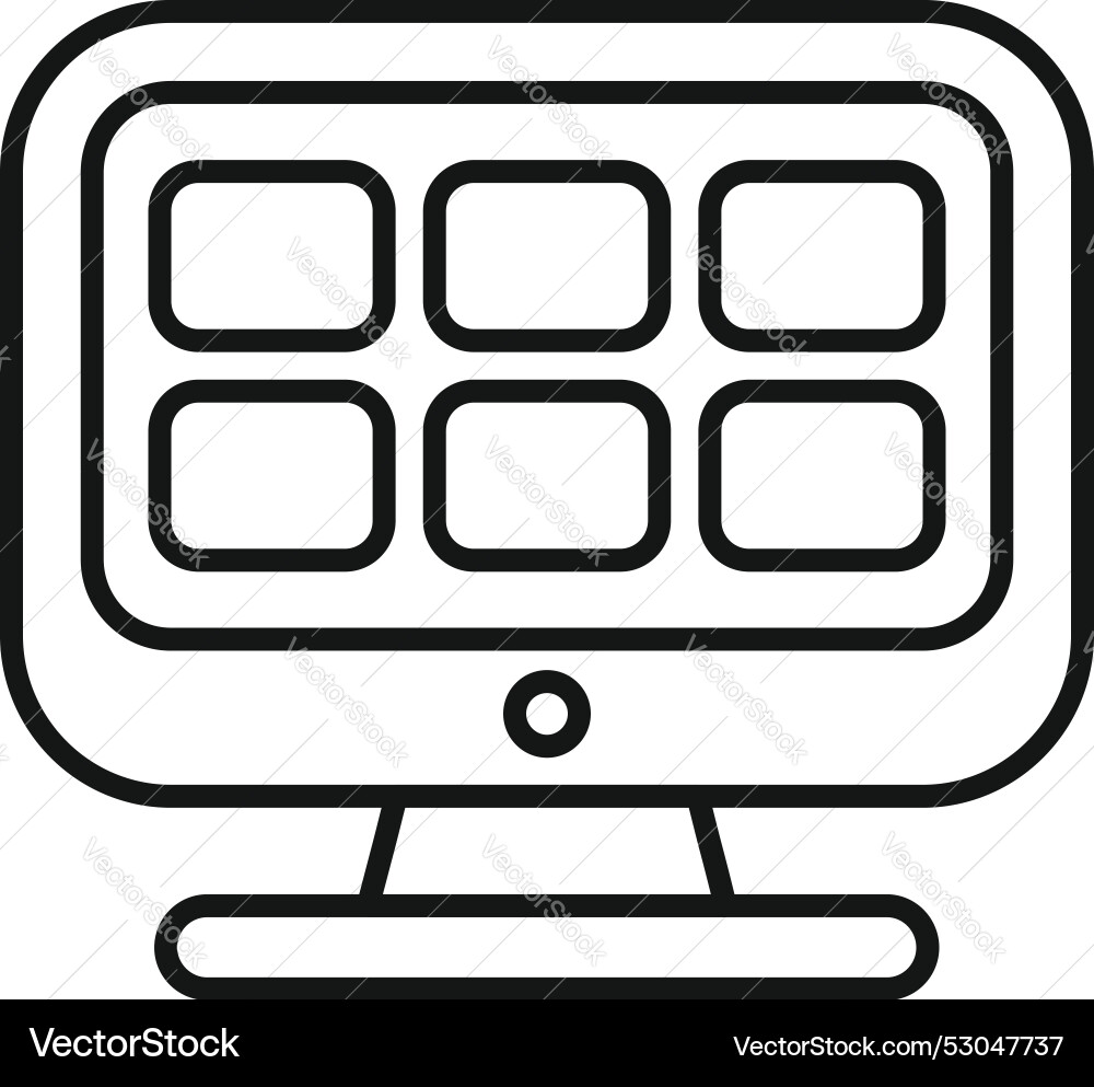 Computer monitor displaying apps on screen icon Vector Image