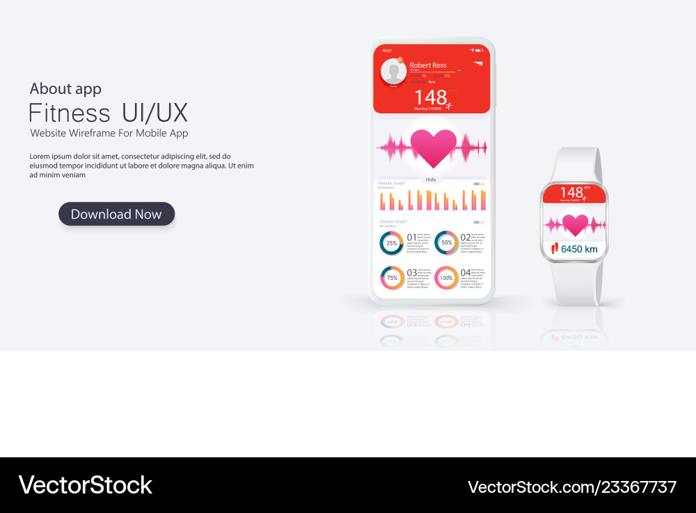 Different ui ux gui screens fitness app Different ui ux gui screens fitness app vector image