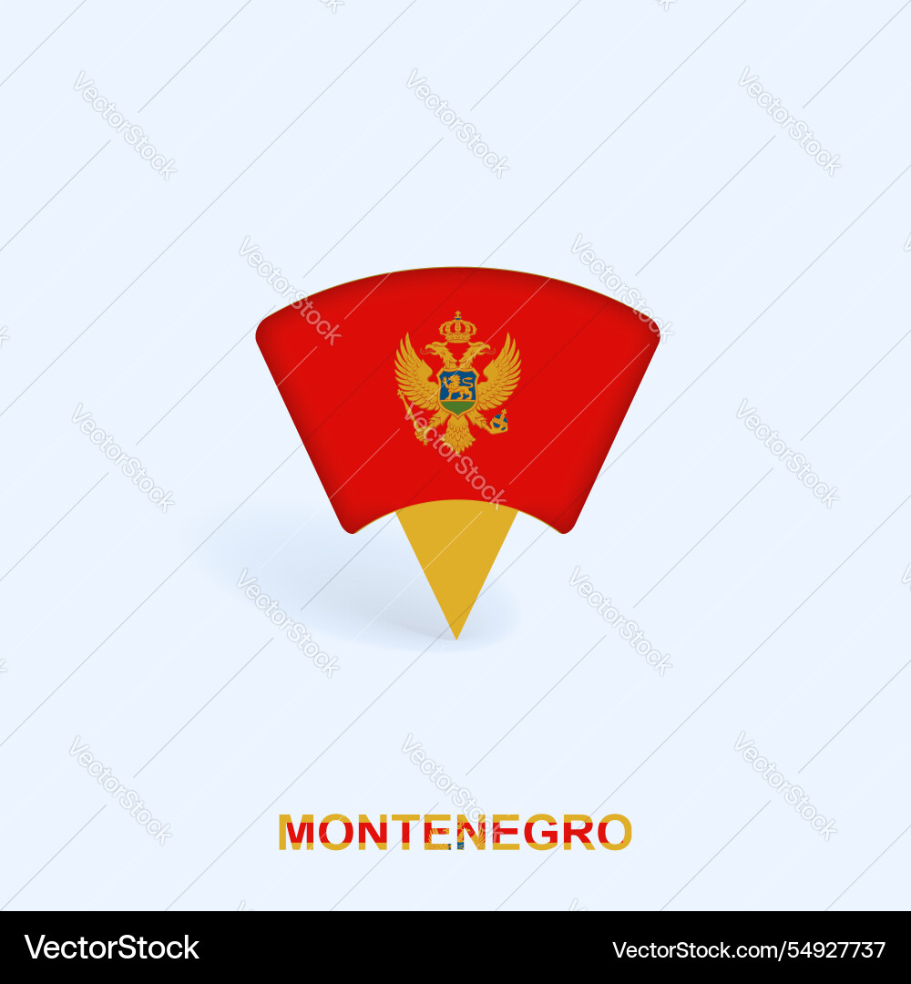 Montenegro flag map pointer design with shadow Vector Image