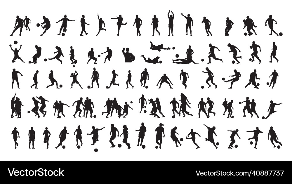 Set von schwarzen Silhouetten Fußballspieler Set von schwarzen Silhouetten Fußballspieler vektorbild