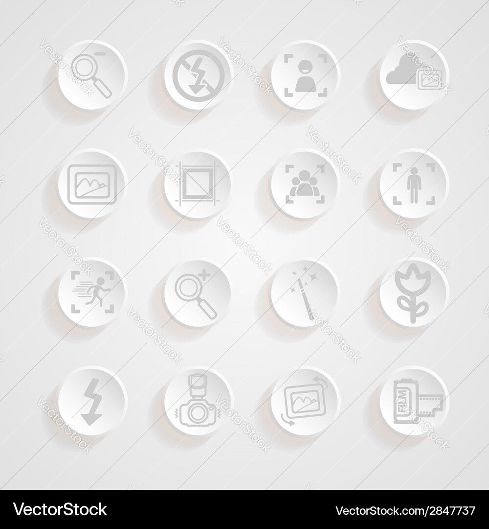 Shadows button camera icons set Vector Image
