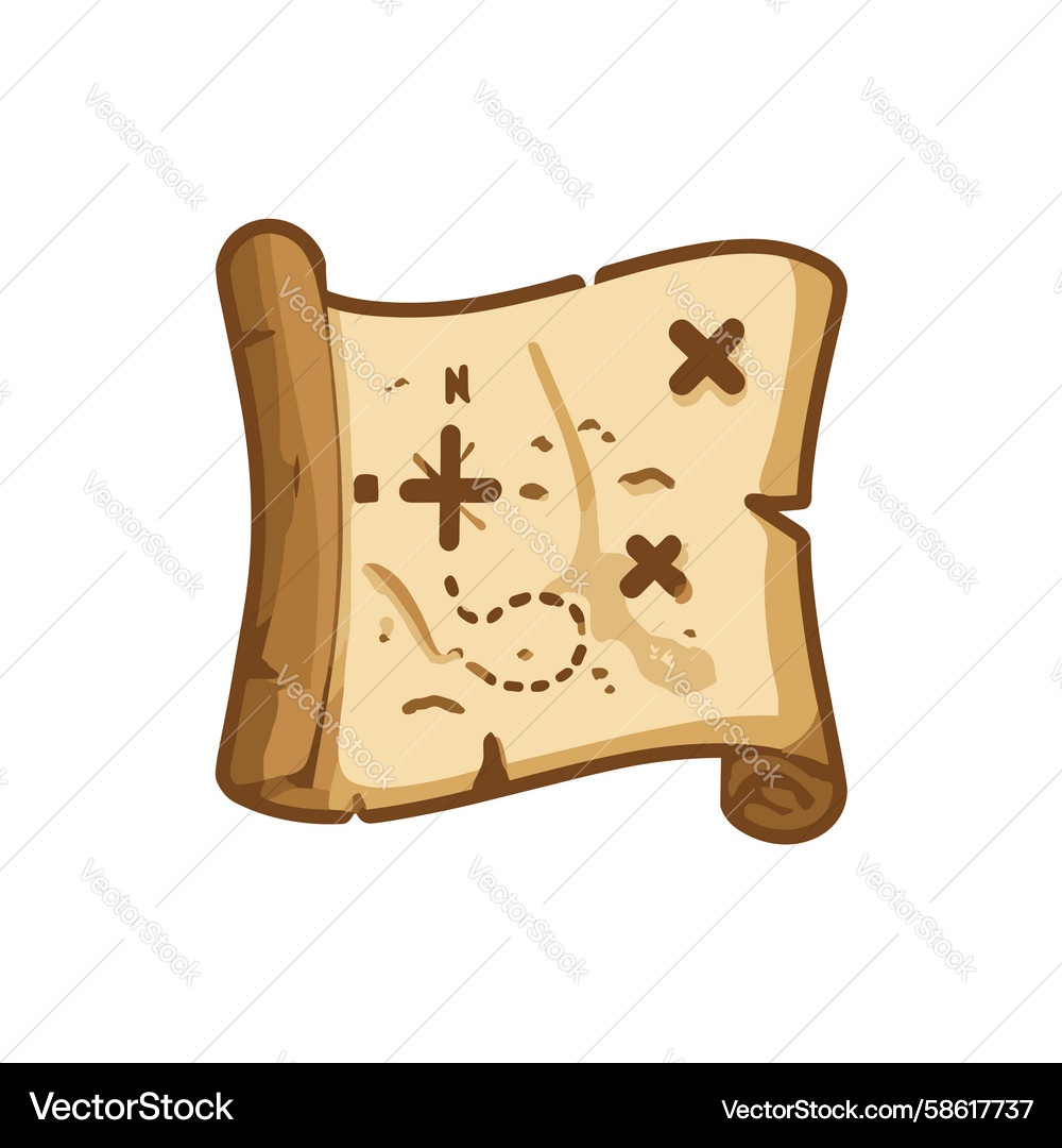 Treasure map with navigation symbols and dotted Vector Image