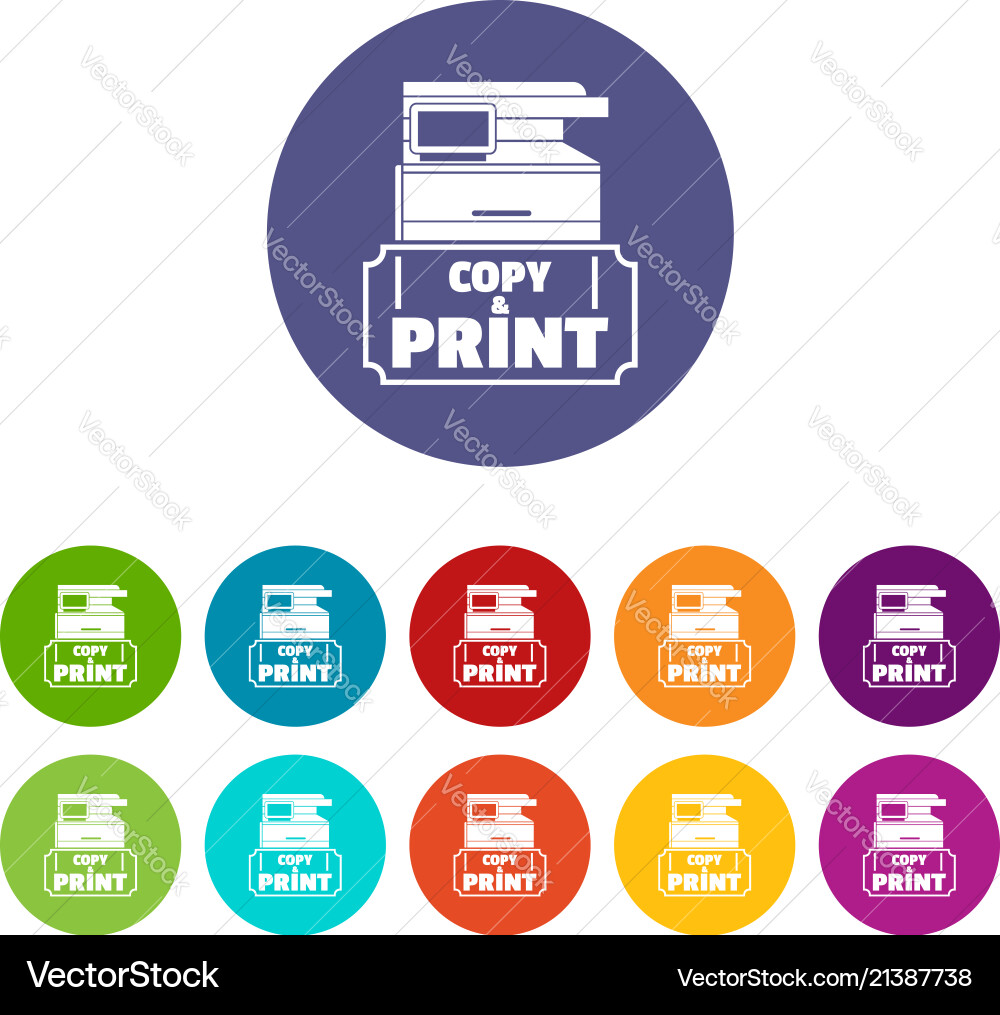 Copy and print icons set color vector image