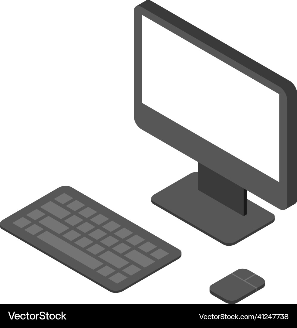 Electronic computer isometric design with keyboard Electronic computer isometric design with keyboard vector image