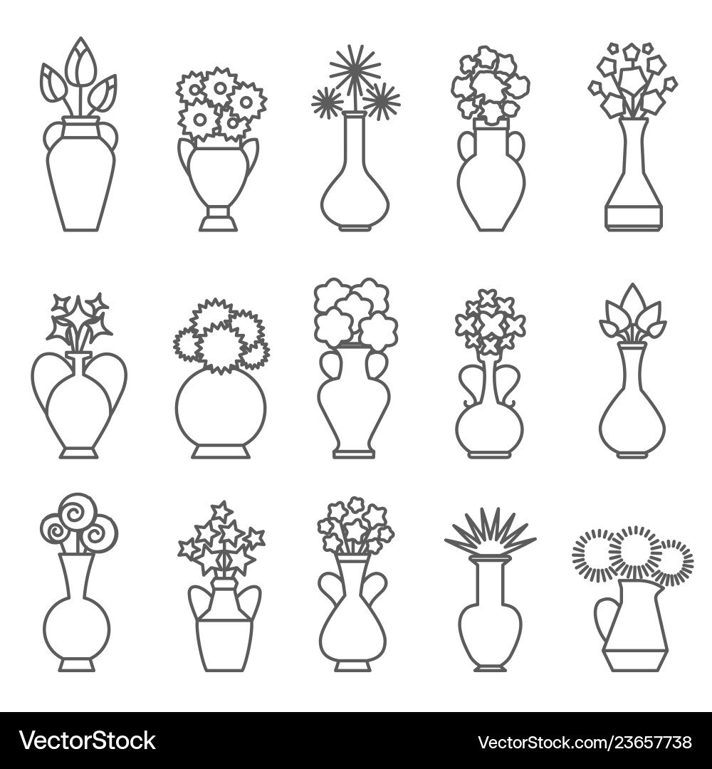 Floral Vase Line Icons – Royalty-Free Vector | VectorStock, image size:1000x1080