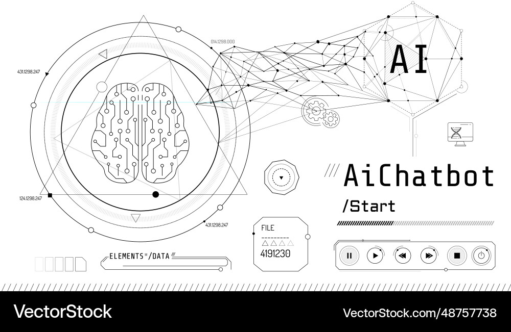 Futuristic interface for brain research with data Futuristic interface for brain research with data Vector Image