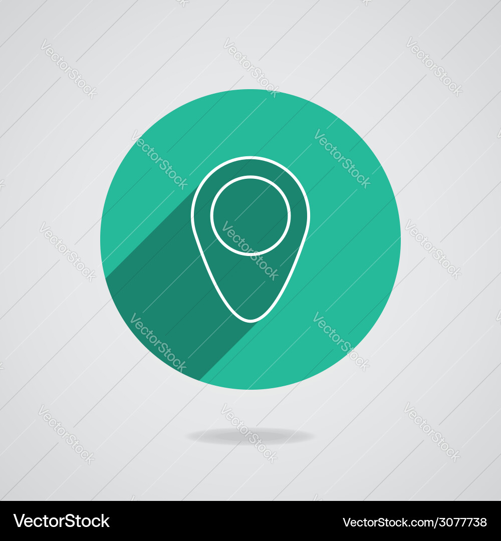 Map pointer flat single white icon long shadow vector image