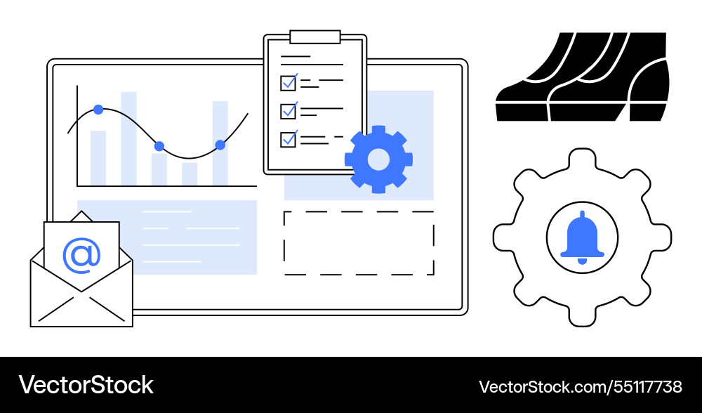 Project management interface with analytics email Project management interface with analytics email vector image