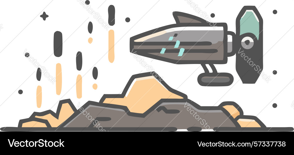Rocket launch from abstract terrain icon design vector image