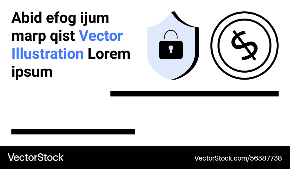 Shield with lock and currency symbol representing Shield with lock and currency symbol representing vector image