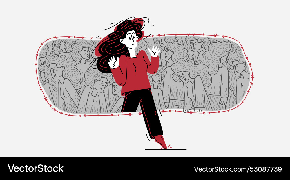 A person trying to step out of zombies matrix A person trying to step out of zombies matrix Vector Image