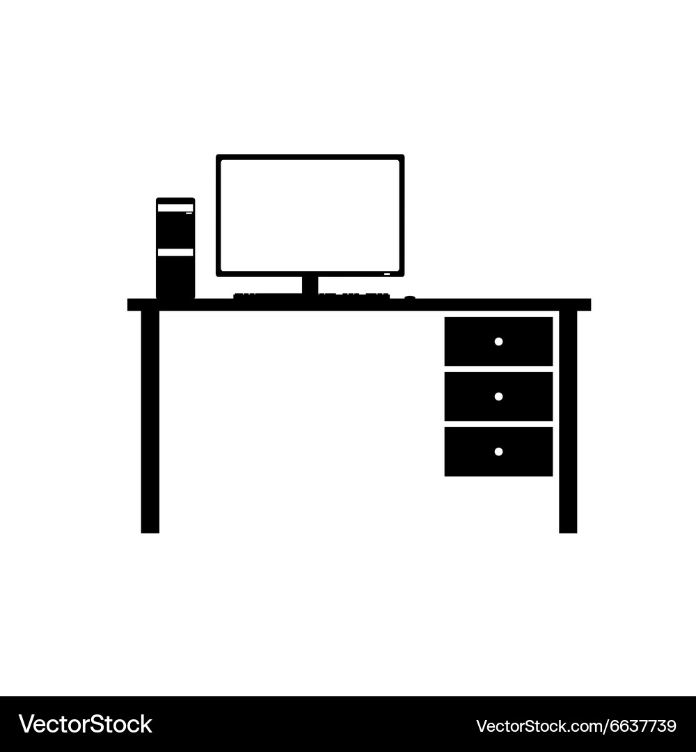 Black Desktop Computer Setup Vector Image