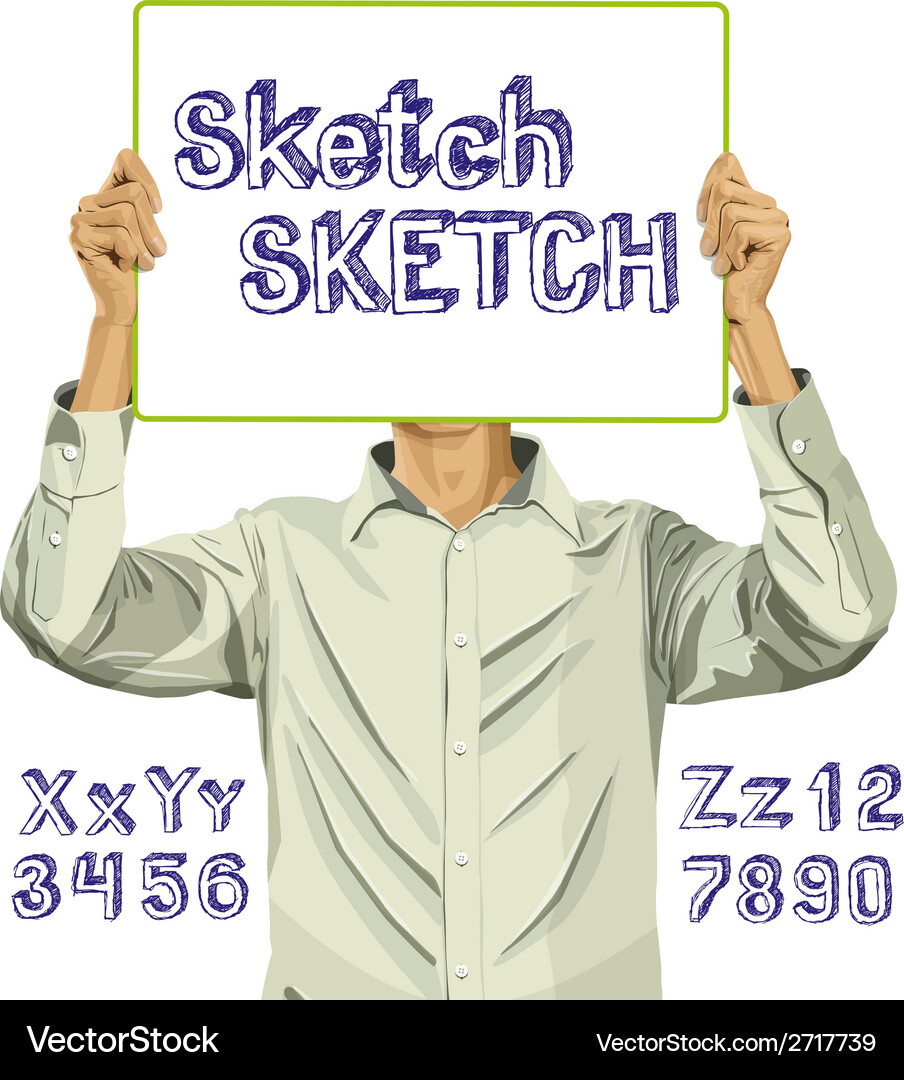 Idea concept man with write board and sketch Vector Image