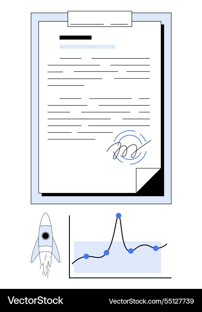 Launch your ideas document with signature rocket Launch your ideas document with signature rocket vector image