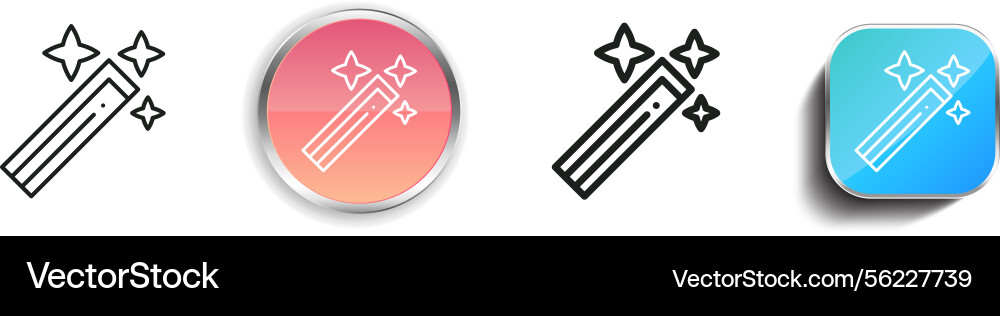 Magic wand icon thin linear regular and button Magic wand icon thin linear regular and button Vector Image