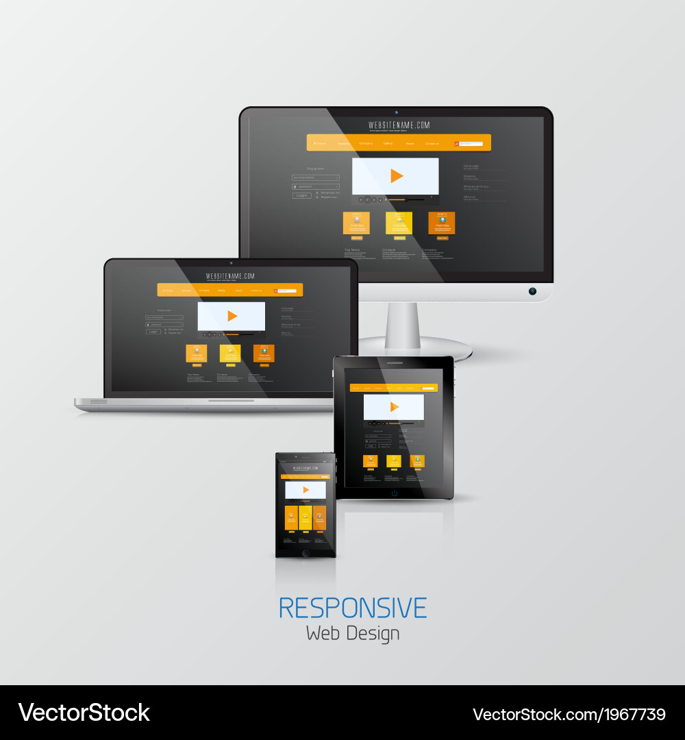 Mobile Device Mockups - Responsive Layout vector image