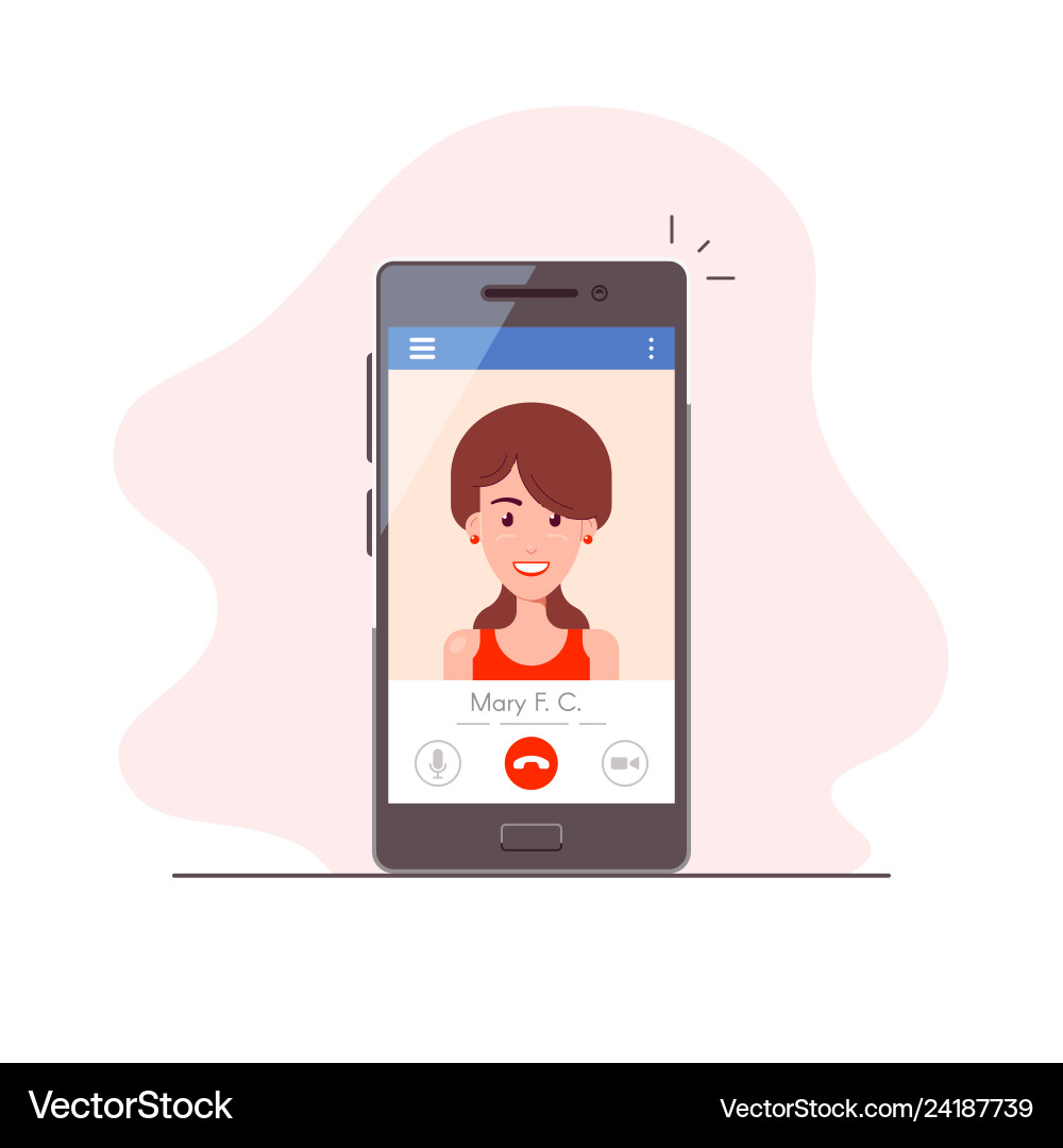 Mobile Video Call App Interface Vector Image