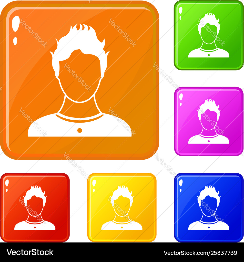 User icons set color Vector Image