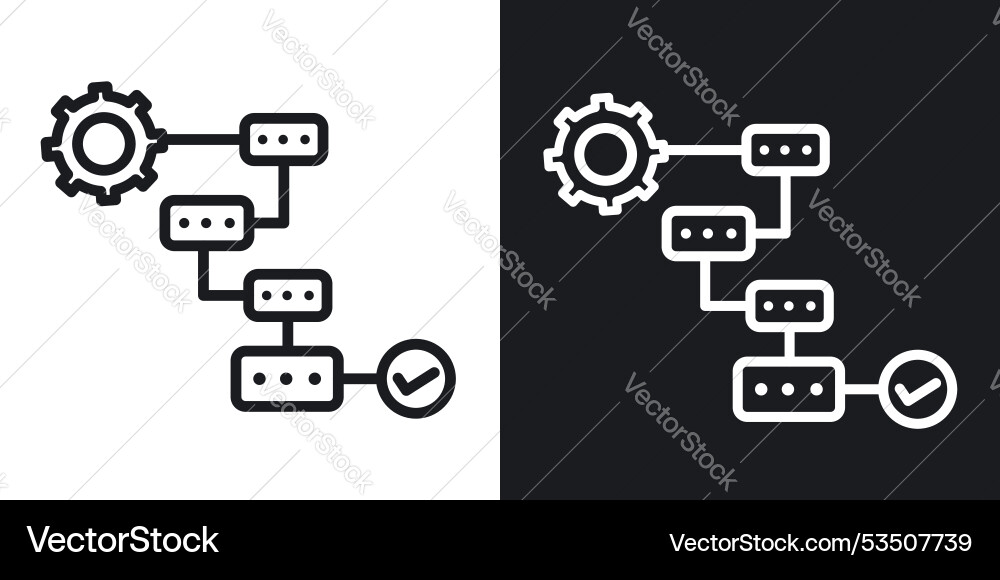 Workflow processline in thin line black color Workflow processline in thin line black color vector image