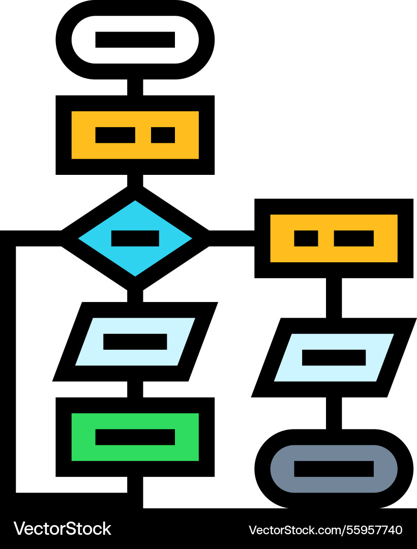 Algorithm Flussdiagramm ai Integration Farbsymbol Algorithm Flussdiagramm ai Integration Farbsymbol vektorbild