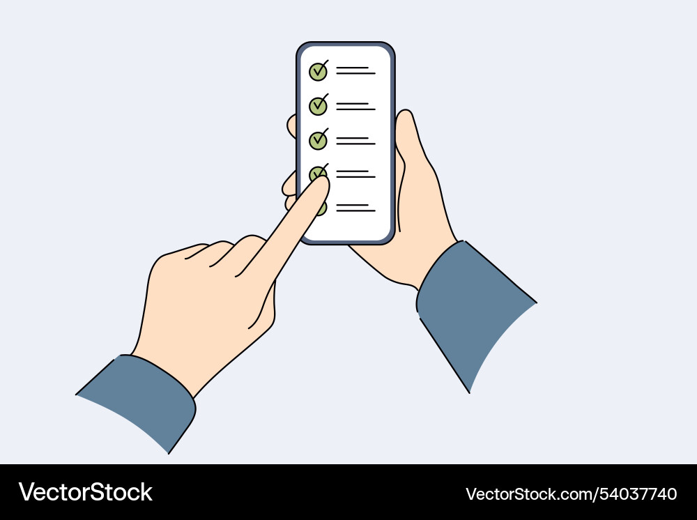 Applications for task management on phone in hands Vector Image