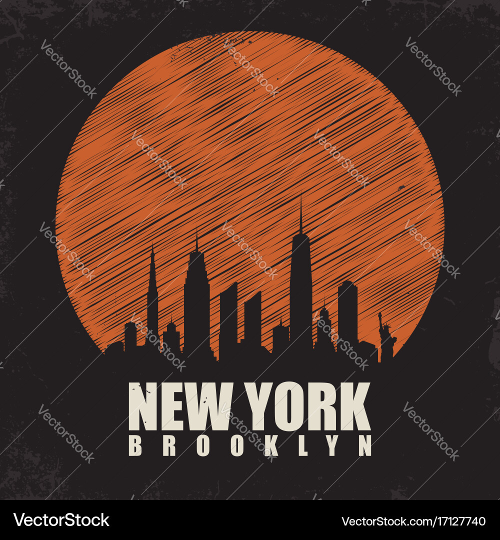 Brooklyn City Skyline T-Shirt Print Vector Image