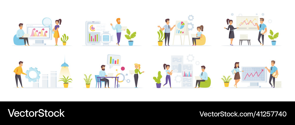 Business Data Analysis Set Royalty Free Vector Image