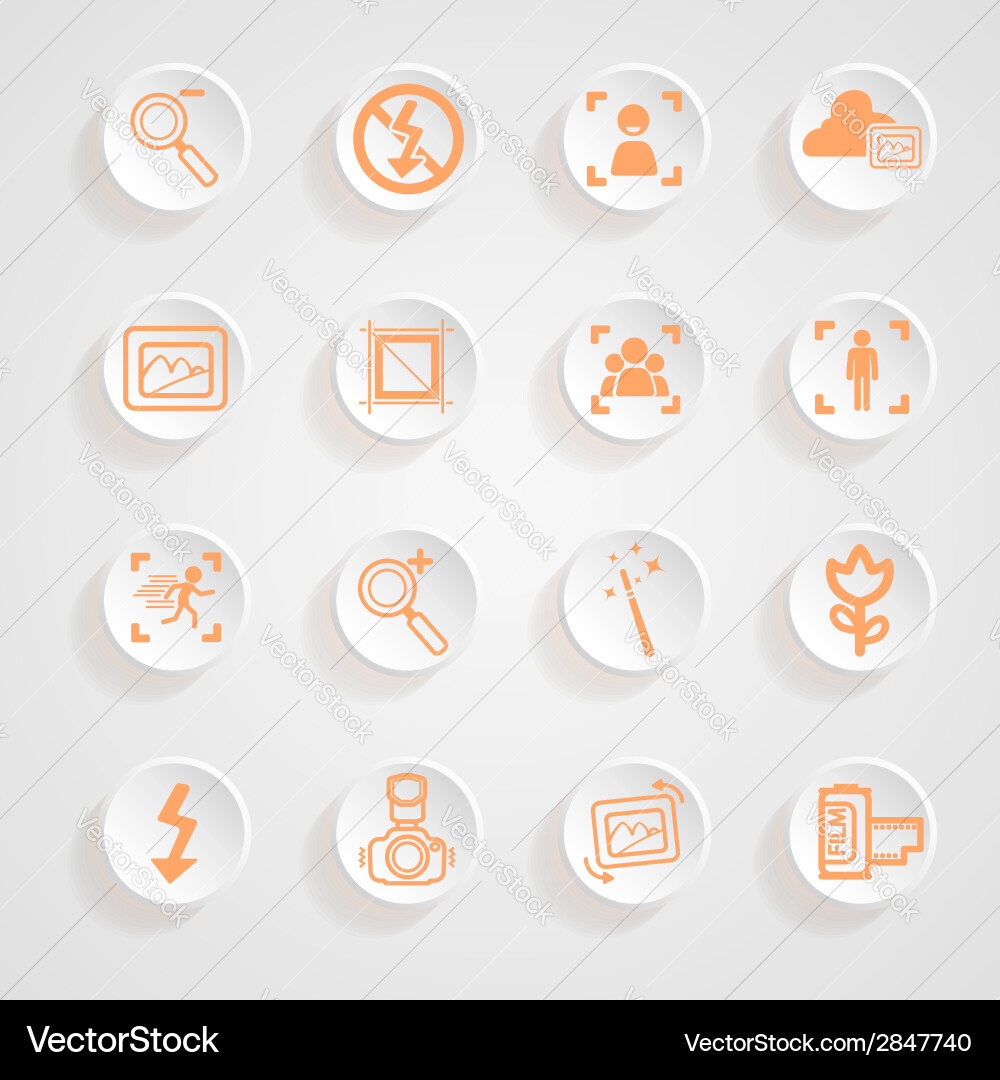 Camera functions menu icons set vector image
