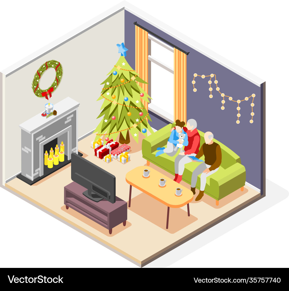 Christmas isometric composition Christmas isometric composition vector image