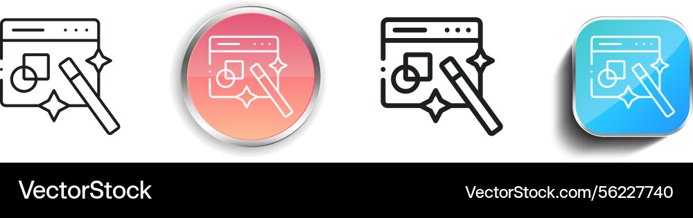 Magic wand icon thin linear regular and button vector image