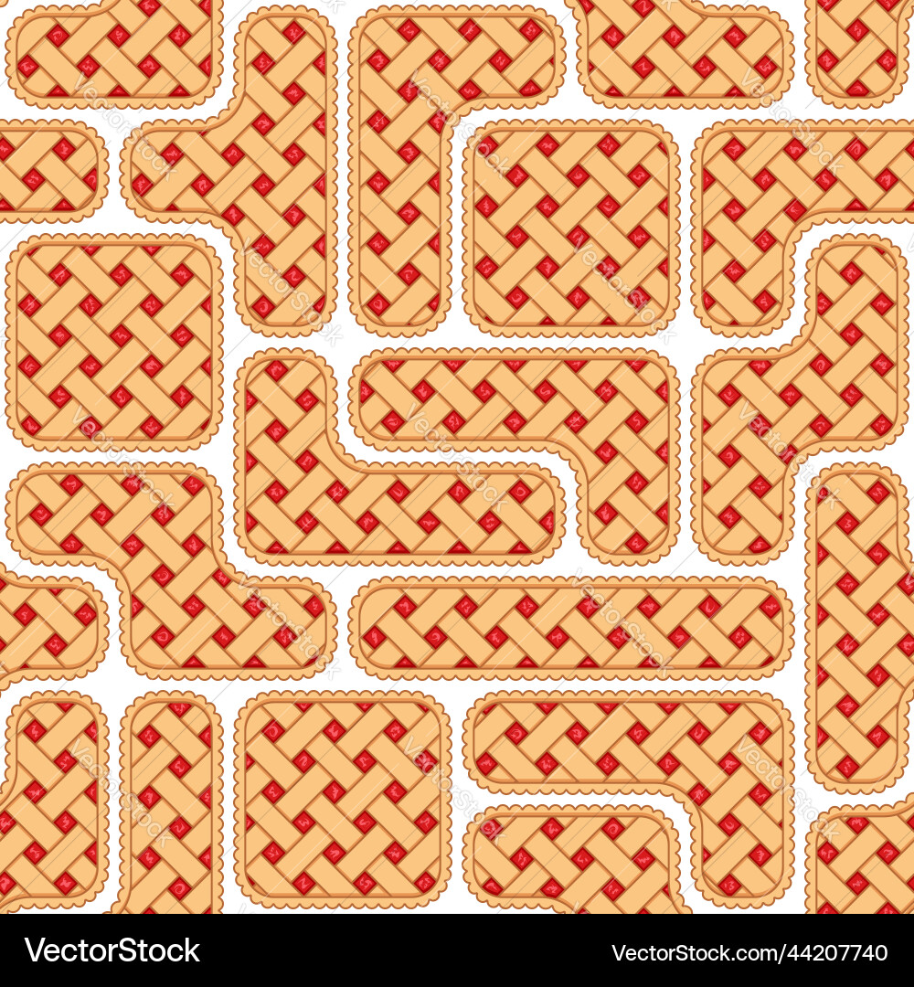 Seamless pattern with puzzles of red berry pie Seamless pattern with puzzles of red berry pie vector image