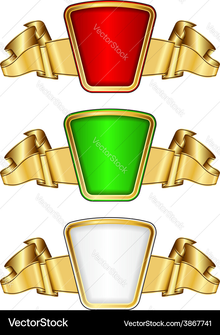 Collection frame with ribbon in 3 color Vector Image