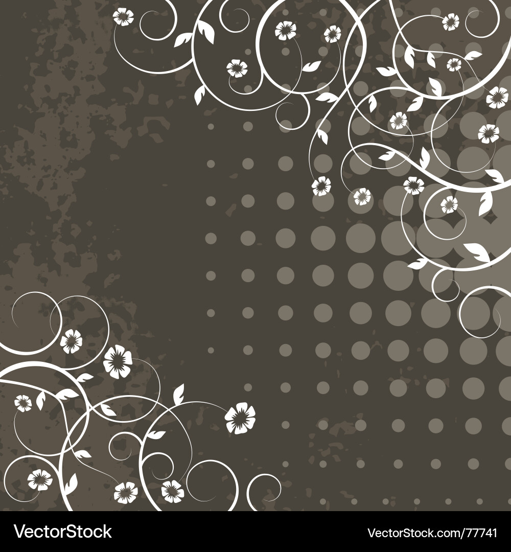 Dark Grunge Frame with Floral Vines Vector Image