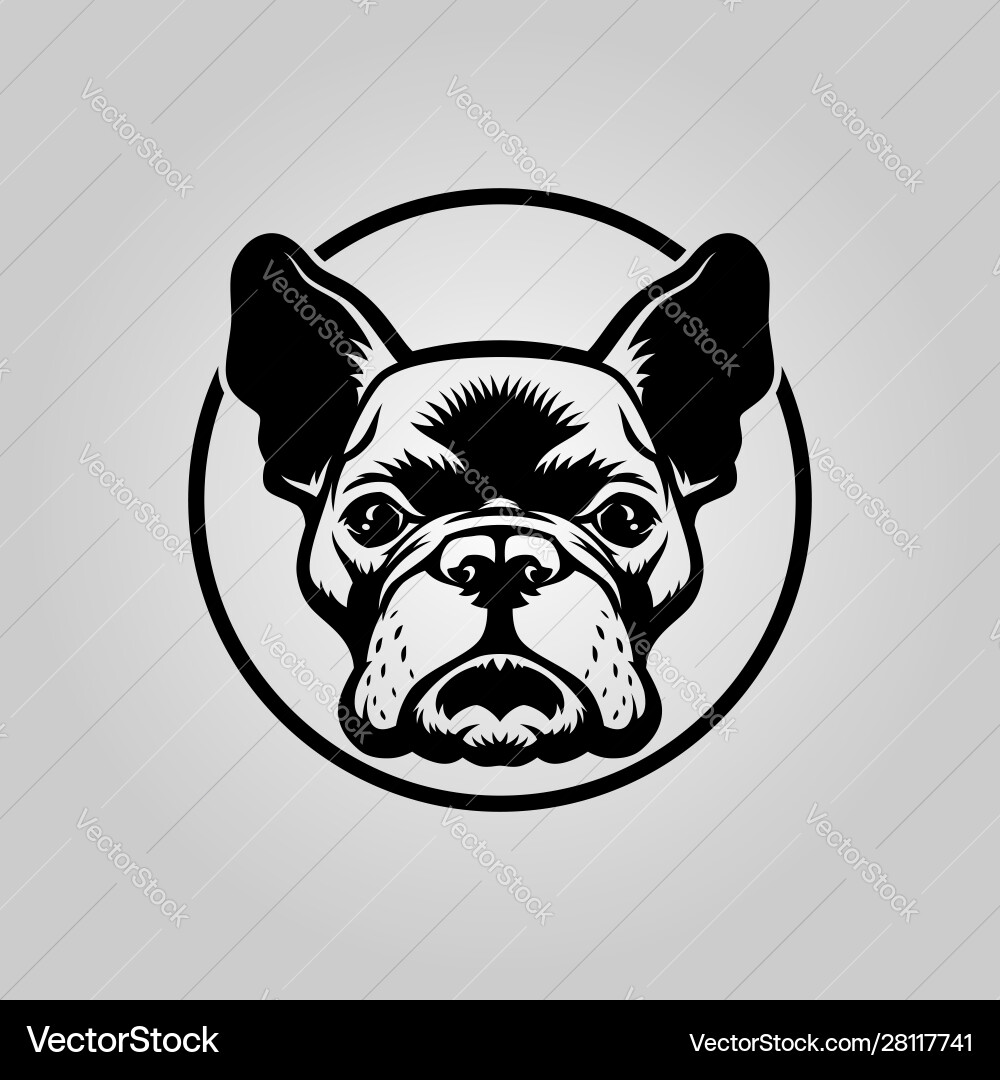 French bulldog head outline silhouette in circle vector image