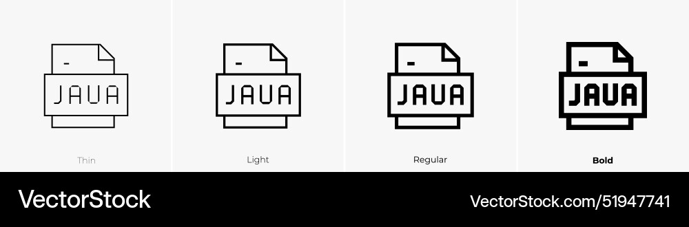 Java icon thin light regular and bold style Java icon thin light regular and bold style vector image