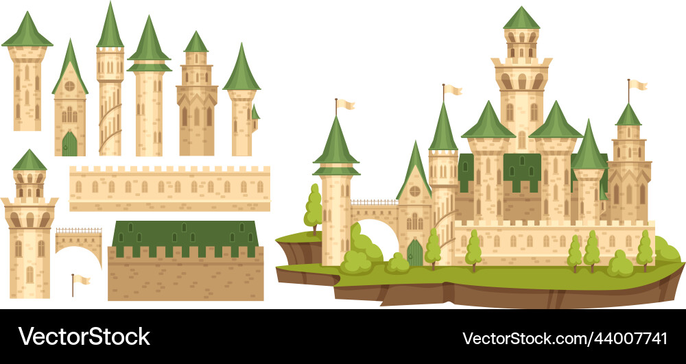 Mittelalterliche Burg Konstrukteur alte Bastion Cartoon Mittelalterliche Burg Konstrukteur alte Bastion Cartoon vektorbild