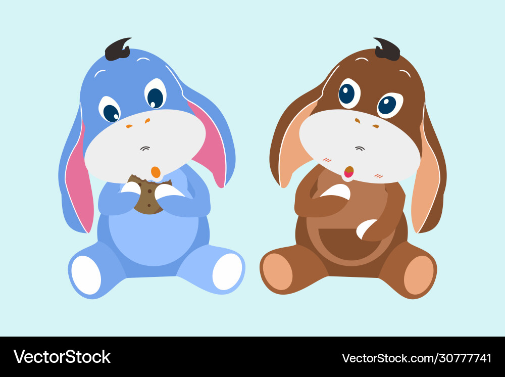 Set cute rabbit stuffed characters Royalty Free Vector Image