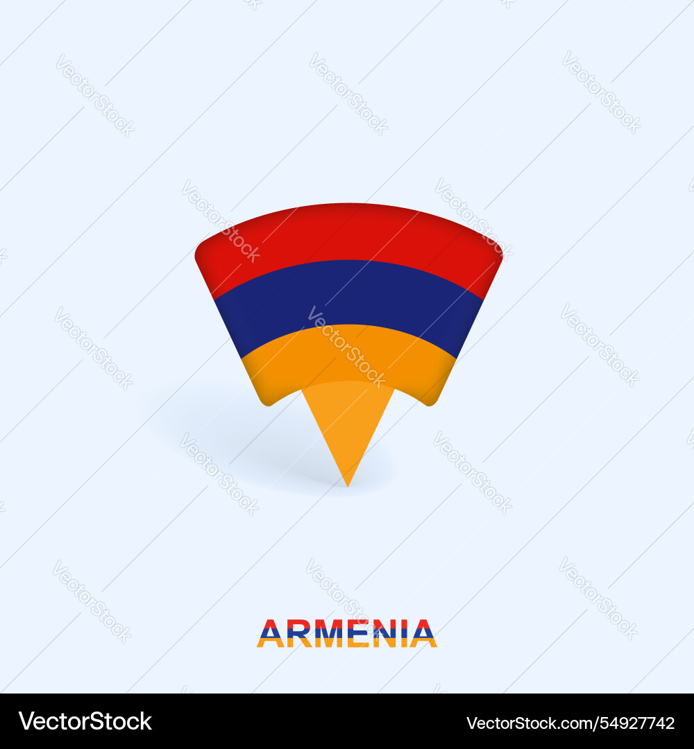 Armenia flag map pointer design with shadow vector image